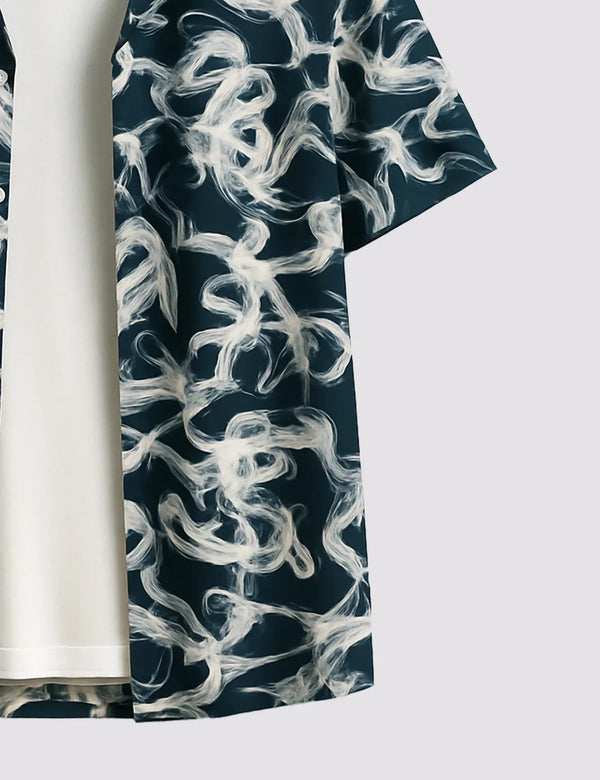Trezzo Abstract Smoke Print Casual Half Sleeve Shirt