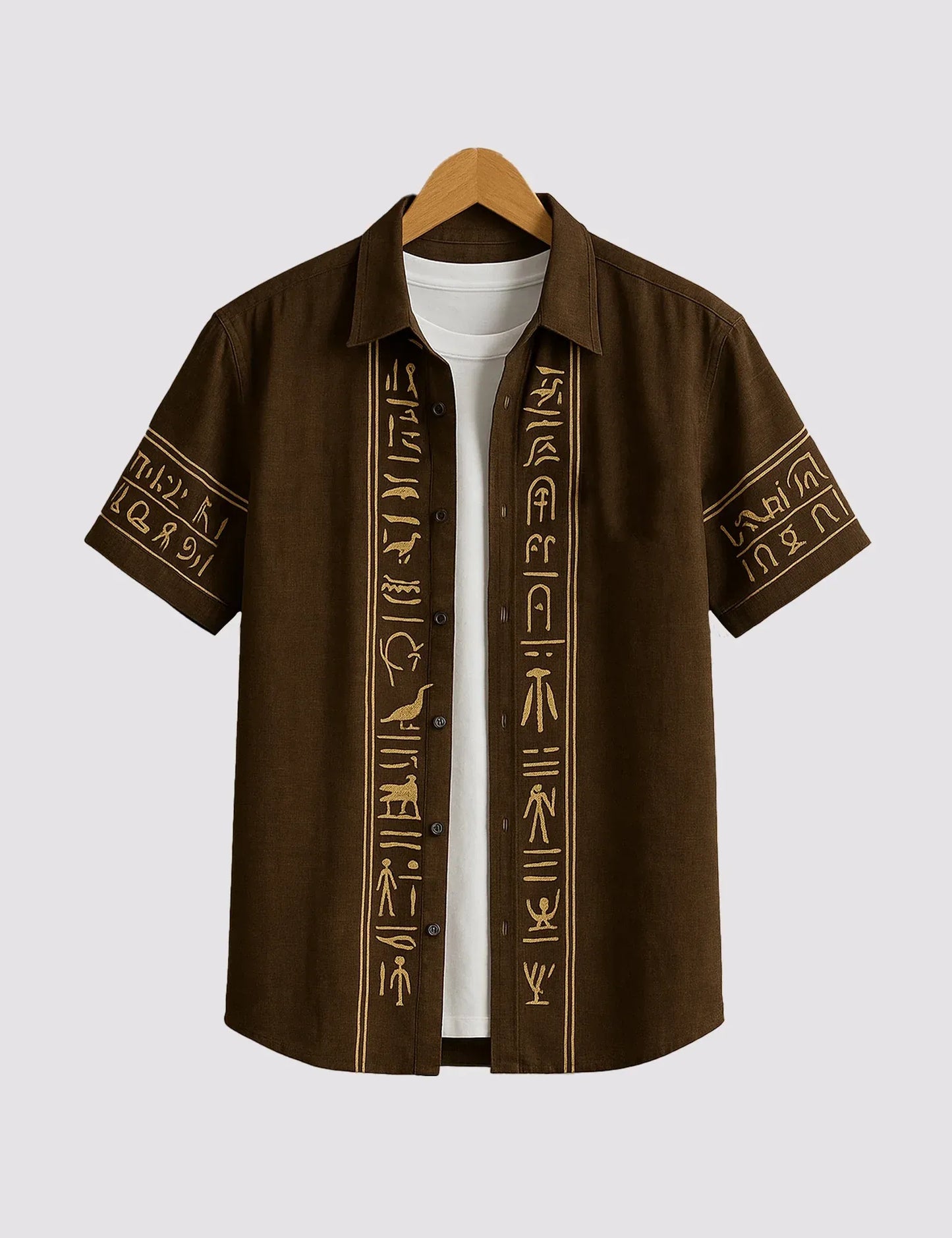 Trezzo Ancient Pattern Printed Short Sleeve Shirt