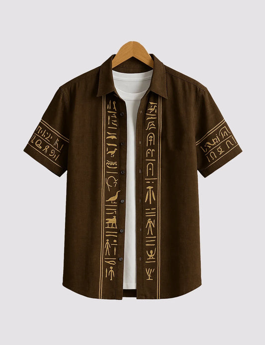 Trezzo Ancient Pattern Printed Short Sleeve Shirt