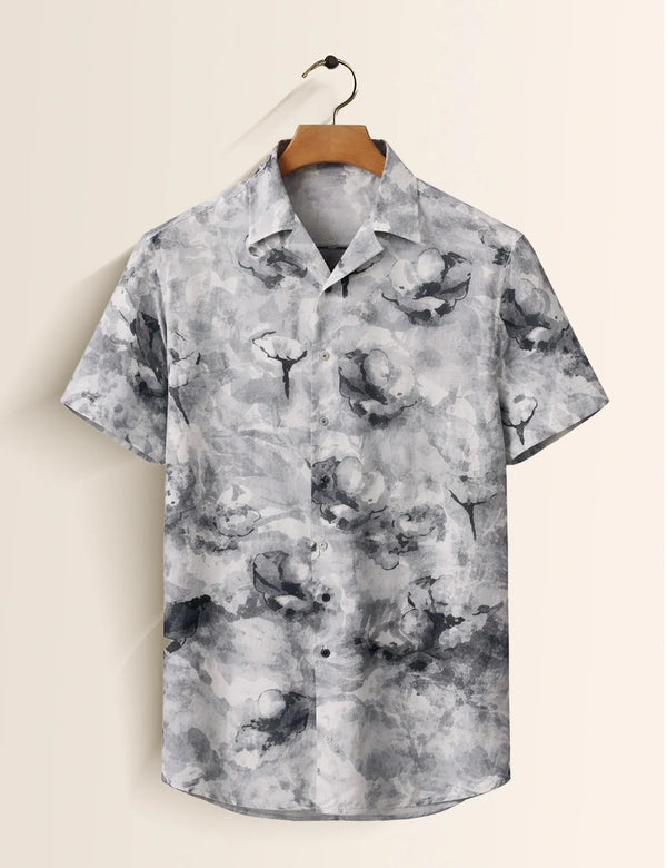Trezzo Monochrome Abstract Print Casual Half Sleeve Shirt