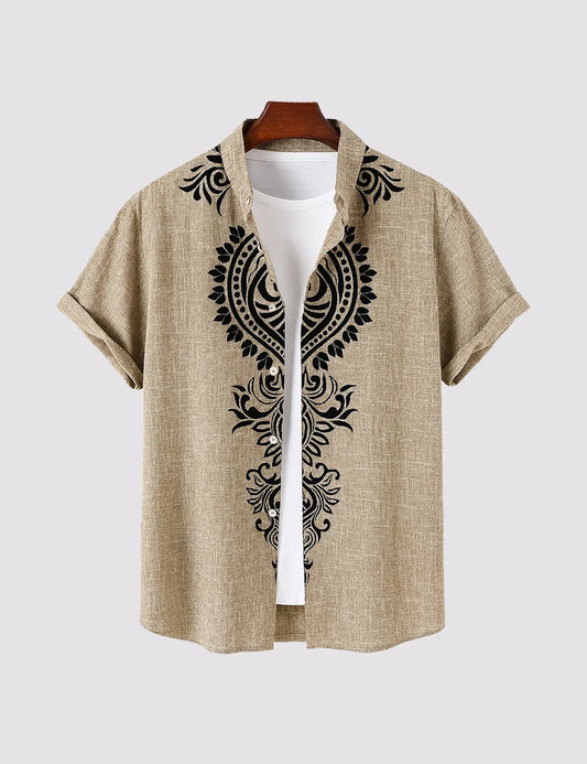 Trezzo Ethnic Mandala Print Casual Half Sleeve Shirt