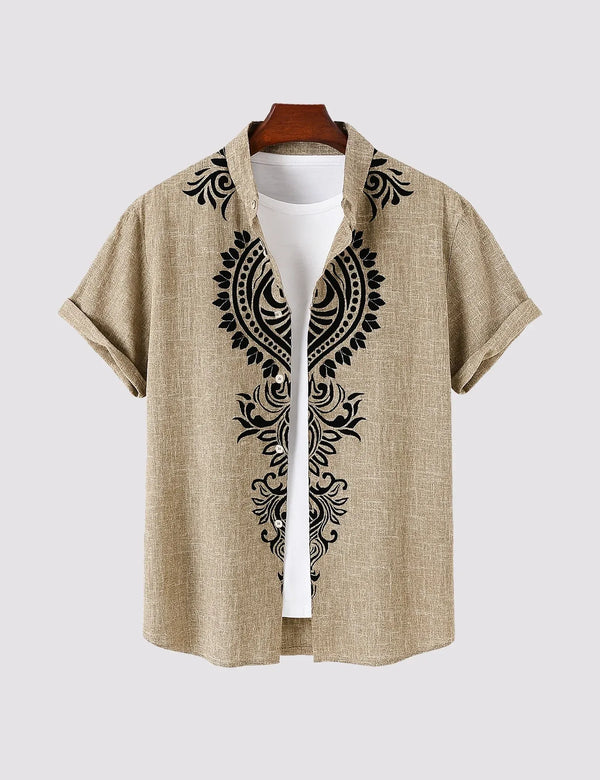 Trezzo Ethnic Mandala Print Casual Half Sleeve Shirt