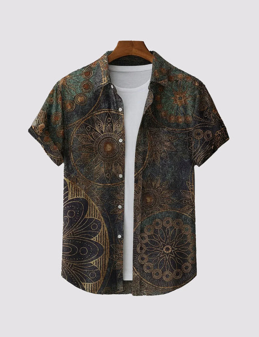Trezzo Vintage Mandala Print Casual Half Sleeve Shirt