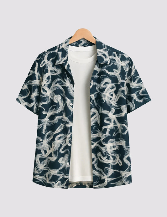 Trezzo Abstract Smoke Print Casual Half Sleeve Shirt