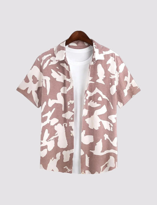 Trezzo Abstract Camo Print Casual Half Sleeve Shirt