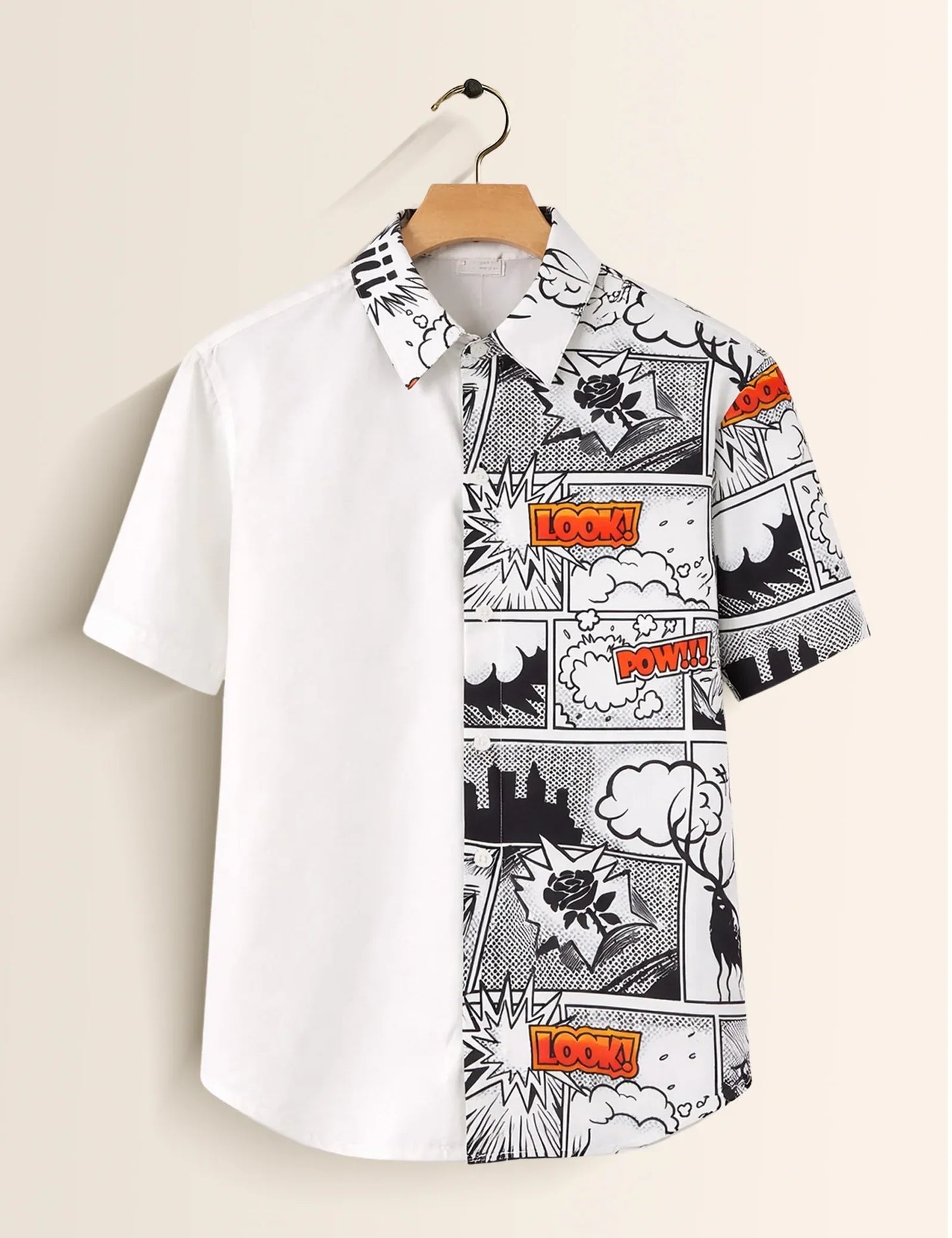 Trezzo Comic Pop Art Half Print Casual Shirt